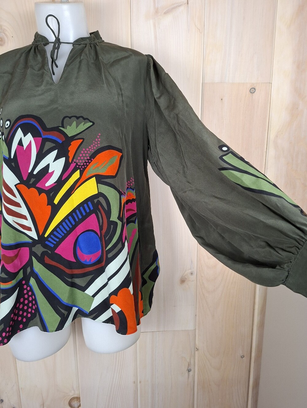 MARC CAIN 100% Silk Luxury Blouse Animal Print Size N2/Small/US 4